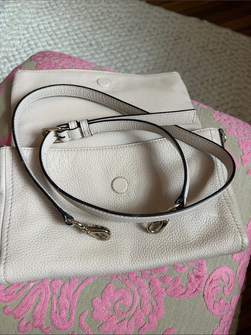 kate spade Pale Pink Pebbled Leather Foldover Clutch with Gold Hardware